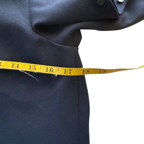 Tibi Structured Crepe Button Detail Shift Dress Navy Size 4 Career Cocktail EUC - Picture 7 of 13